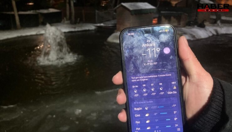Başkentin simgesi buz tuttu! Hava -11 dereceye kadar düştü