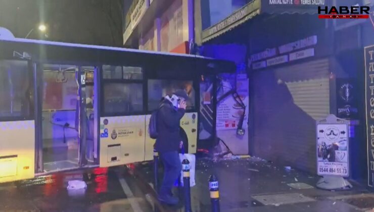 İETT otobüsü duvara çarptı! Yaralılar var