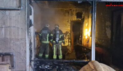 İş yeri sahibi içeride uyuyordu…Yangın çıktı!