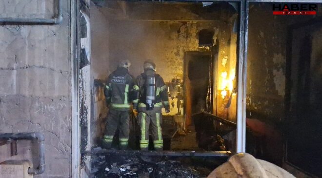 İş yeri sahibi içeride uyuyordu…Yangın çıktı!