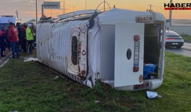 İşçi servisi devrildi! Çok sayıda yaralı var