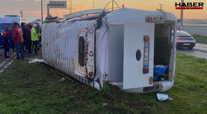 İşçi servisi devrildi! Çok sayıda yaralı var