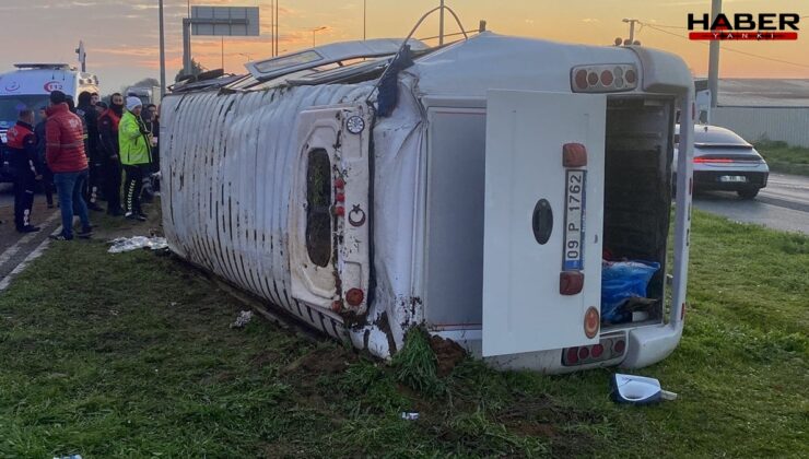 İşçi servisi devrildi! Çok sayıda yaralı var