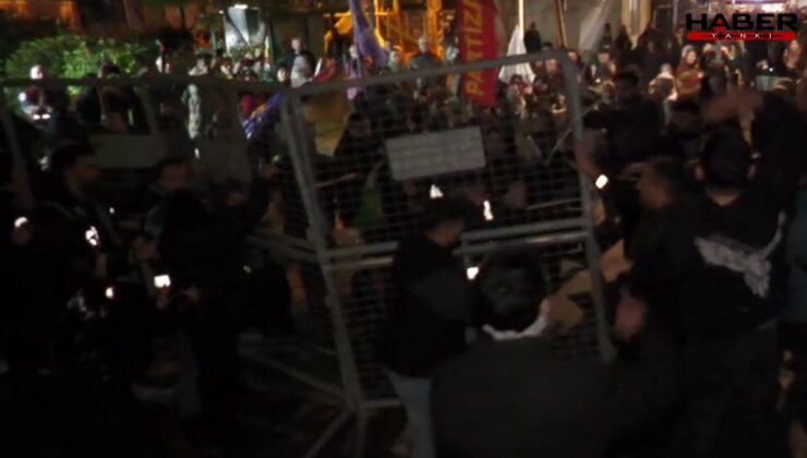 İzmir'deki Suriye eylemlerine polis müdahalesi! Gözaltılar var