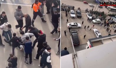 Karnesini alan liseliler AVM otoparkını savaş alanına çevirdi