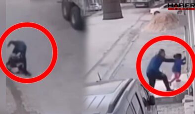 Kucağında bebek olan kadını ve çocuğu dövdü!