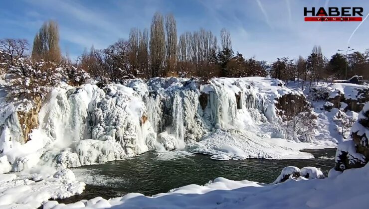 Muradiye Şelalesi buz tuttu